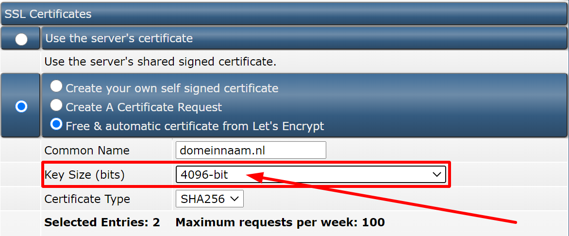 Let's Encrypt 4094-bit default